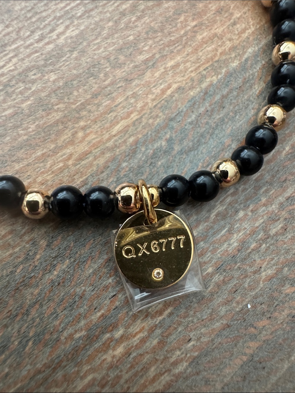 Little word project Worth It Black and Gold Beaded Stretch Bracelet S/M - Picture 3 of 3